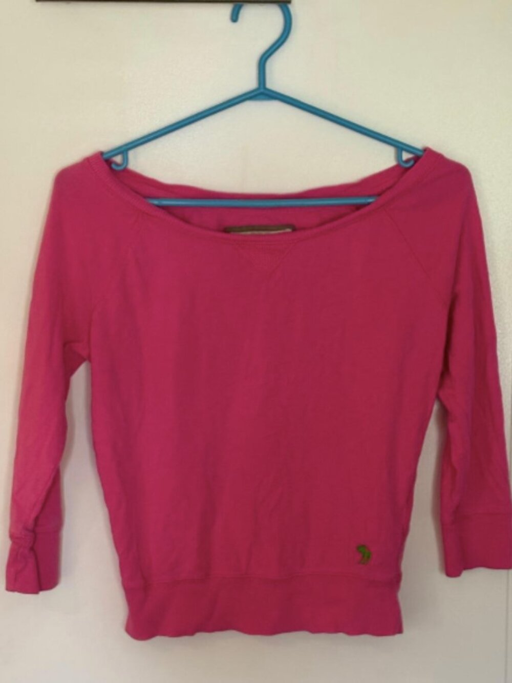 Abercrombie Pink Wide-Neck 3-quarter Sleeved Shirt